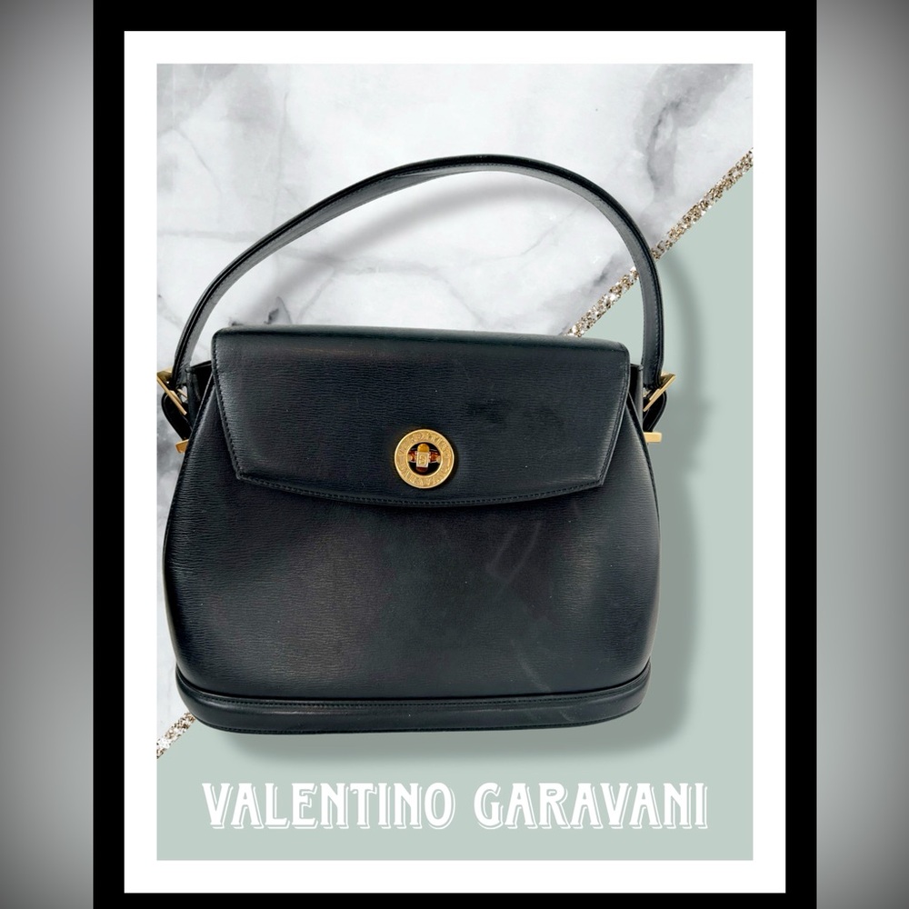 Vintage Valentino Garavani Black Leather Shoulder Bag